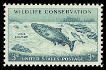 1956 US 3 Cent Wildlife Conservation Pacific Salmon Postage Stamp